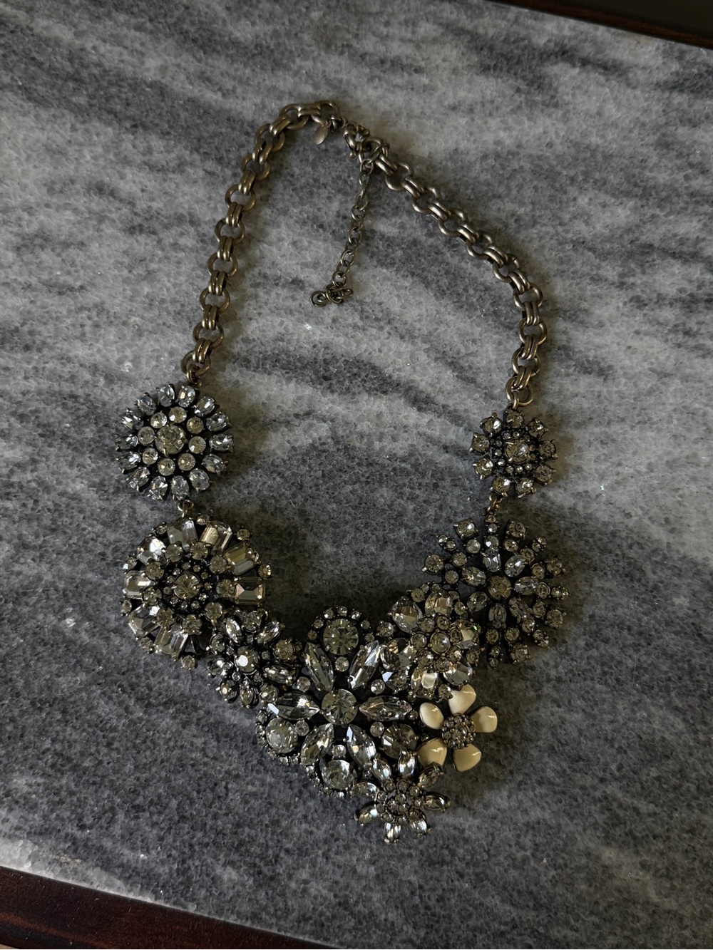 J. Crew Y2K Statement Crystal Floral Bib Necklace